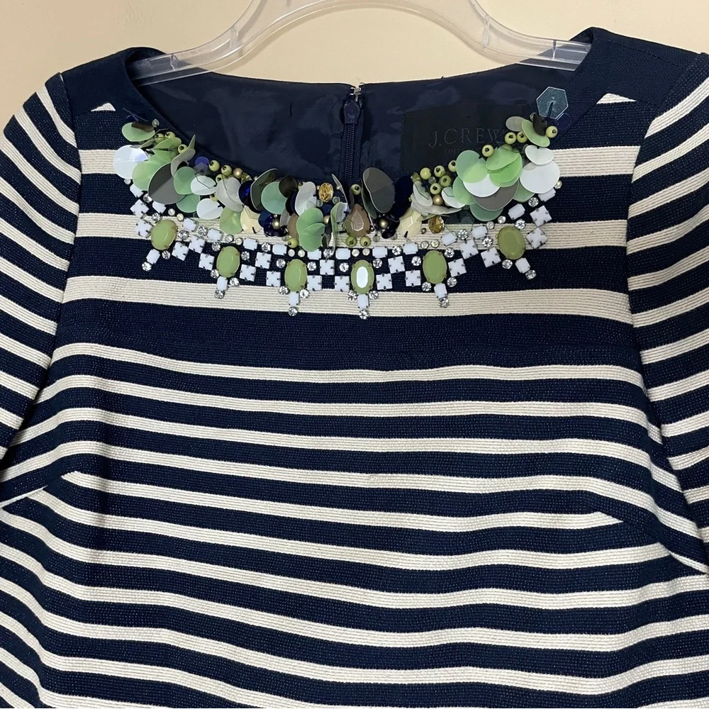 J. Crew Collection Striped Paillette Dress Size 00 Office Business Casual Office